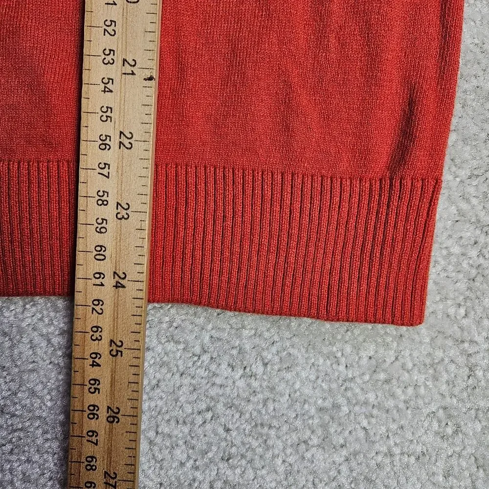 J Jill Sweater Womens M Orange Easy Fit V Neck Knit Lightweight Pullover - Picture 7 of 8